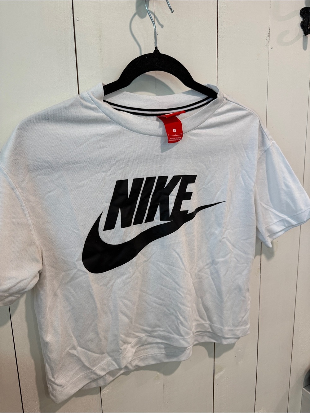 Nike White Tee with Black Swoosh Logo